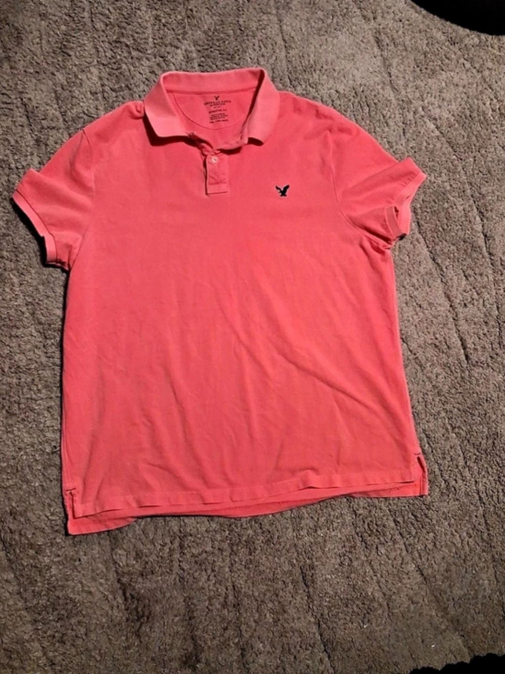 American Eagle Men's Polo Shirt in Pink Size XXL